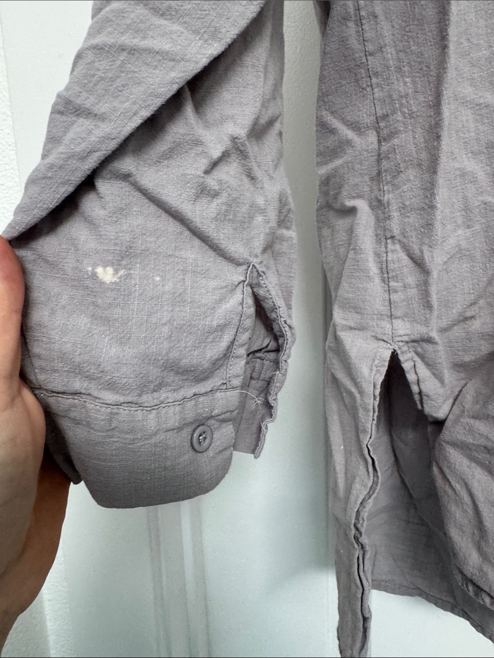 Light Gray Relaxed Button-Front Collared Shirt - Picture 3 of 4